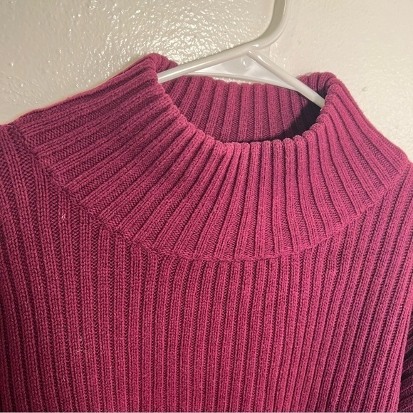 Vince Camuto Mock Neck Sweater Ribbed Burgundy - Picture 5 of 15